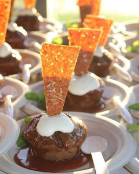 Sticky Date Pudding Palm Leaf Plate and Bio Cutlery SafeHands Catering